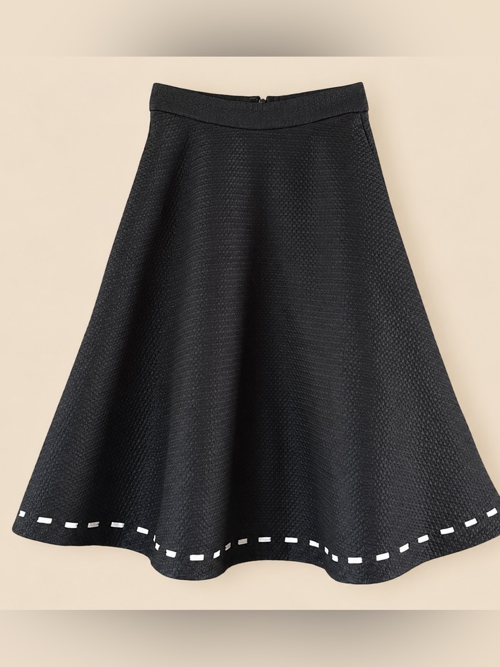 Coquette Whimsical Textured A-Line Skirt White Stitch Trim Banana Republic 4